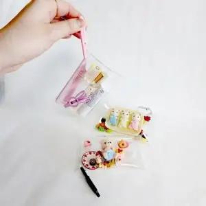 [하프클럽/]키링 PVC 똑딱이 파우치 투명 진주 슬림 머리 잔머리