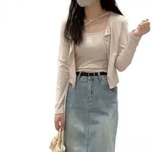[하프클럽/]여름용 슬리브리스 크롭 나시 가디건 여름 외출