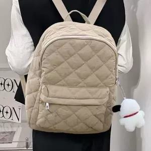 [하프클럽/]캐주얼 여자 패딩 백팩 데일리 여성 퀼팅 백팩 대학생 가벼운