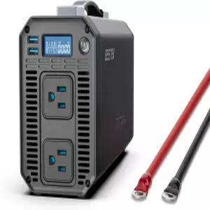 BESTEK 1200와트 파워 인버터 LCD 디스플레이 포함 12V DC 110V AC 자동차 콘센트 2개 5V/2.4A USB 포트