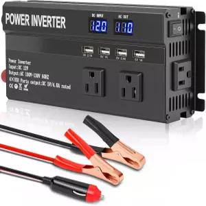 또한 1200W 파워 인버터 고속 충전 2.4A USB 및 3개의 AC 콘센트가 있는 12V 110V 자동차 이동 캠핑 RV