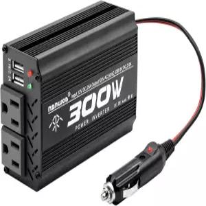 캠핑용 300와트 파워 인버터 차량용 소형 속도 300W / 피크 600W DC12V AC 110V RV 휴대용 블랙