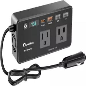 자동차용 AWELTEC 200W 파워 인버터 - LED 디스플레이 및 4개의 USB 포트가 있는 DC 12V 110V AC 컨버터