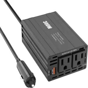 AWELTEC 300W 파워 인버터 PD 65W USB-C 및 QC 24W 포트를 갖춘 차량용 컨버터 DC 12V AC 110V 노트북