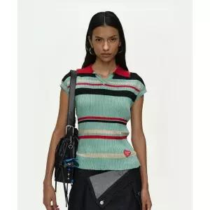 매장정품 ADSB ANDERSSON BELL COLOR-BLOCKED KNIT POLO VEST atb1499w(BLUE/RED)