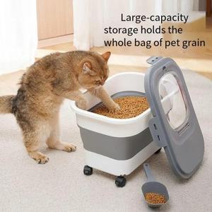 13/33LB 접이식 고양이 개 식품 보관 용기 뚜껑이있는 건조 상자 밀폐 씰링 주방 곡물 쌀