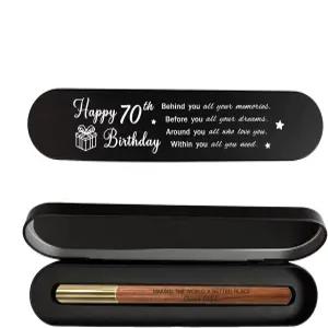 956년생 iyaone 70번째 생일 선물 각인된 나무 젤 펜 유품 상자 세트 남녀를 위한 70세 플래티넘