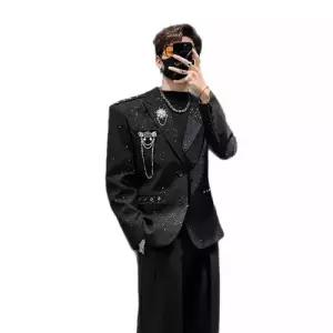 키체샵 남친 검정 슈트 목걸이 브로치 자켓 스타 정장 블링 HO1