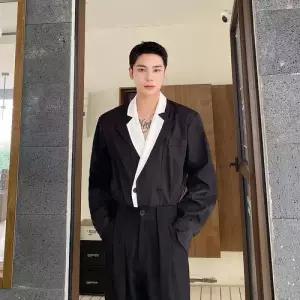 키체샵 남자 트렌드 코트 칼라 싱글 심플캐주얼 봄가을 정장 자켓 이중 HO3
