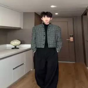키체샵 남사친 트위드 숏체크 봄가을 자켓 패드 정장 코트 오버사이즈 상의 HO3