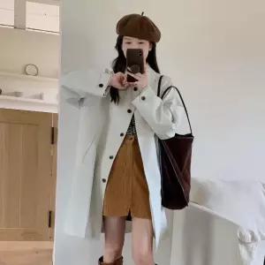율랑팡 가을 여친 롱 하프 가디건 트렌치 칼라 슬림핏 카디건 긴팔 HO3