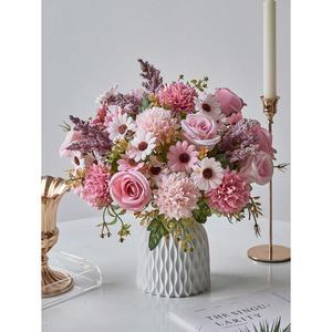 13PCS 인공 장미 꽃다발 실크 민들레 결혼식 탁상 파티