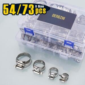 10-73개 조정 가능 8-44mm0.32-1.73인치 범위 스테인레스 스틸 웜 기어 호스 클램프 모음 키트 키트