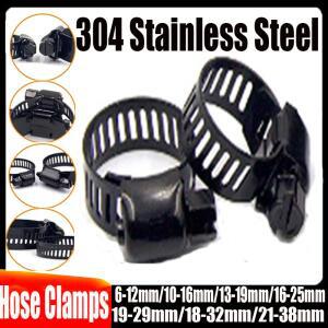 1020pcs 스테인레스 스틸 조정 가능 6-38mm 범위 웜 기어 블랙 호스 클램프 키트 스프링 용
