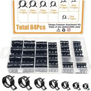 검정색 84Pcs 7-17mm 7 크기 Q673B 진공 스프링  오일 물 CPU 호스 클립 파이프 튜브 밴드 클램프 금속 패