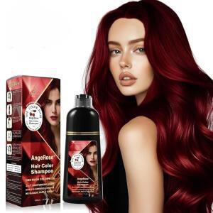엔지로즈 와인 레드 헤어 염색 샴푸 3 in 1 흰머리를 덮는 염색약 400ML