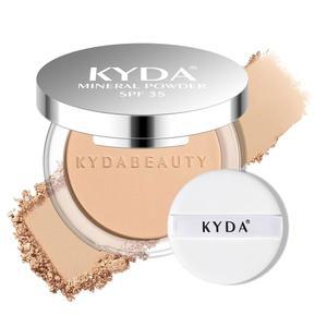 KYDA 미네랄 파우더 SPF 35 4in1 프레스 파운데이션 컨실러 및 세팅 매트 라이트 투 미디엄 커버 MEDIA