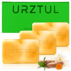 URZTUL 3 PCS 강황 염소 우유 비누 바 얼굴 및 바디 클렌징 워시 수제 거친 피부 매끄러움 각질 케어에 도움 케어에 도움 케어 남성