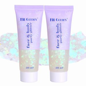 예웨이안 2PCS 화이트 바디 페이스 글리터 젤 싱어 콘서트 뮤직 페스티벌 레이브 액세서리 인어 리퀴드 홀로그램 청키 스파클링 립 아이 네일 헤어 메이크업
