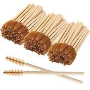 150PCS 일회용 마스카라 완드 스풀리 브러시 대나무 눈썹 속눈썹 어플리케이터 메이크업 키트 마이오큐업브라운