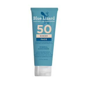 블루 리자드 시어 페이스 미네랄 SPF 50 자외선 케어 로션 100 포뮬러 라이트 프로텍션 경량 화이트 캐스트 없음 영양 및 수분 공급 프리 무향 1.7 floz