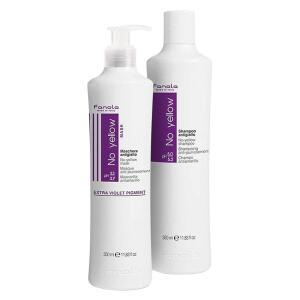 파놀라 노 옐로우 샴푸 & 마스크 11.8온스 2pk 금발 은색 회색 및 강조된 모발 보라색 안티 브라스 토너 탈색된 자물쇠에서 광택을 케어하는 컬러 증착