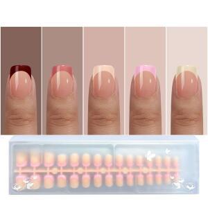 프렌치 팁 프레스 온 네일 OPkss 150pcs 엑스트라 쇼트 스퀘어 프리 지속 소프트 젤 아크릴 False 네일을 하여 아트 DIY 15 사이즈