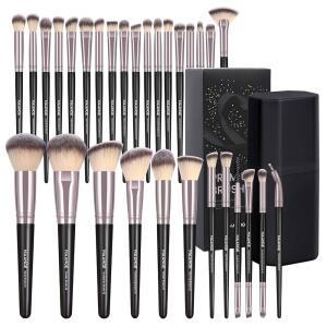 케이스 u2013 프리미엄 합성 브러시가 포함된 MAANGE 30Pcs 프로페셔널 메이크업 브러시 세트 파운데이션 파우더 블러셔 아이섀도 & 블렌딩 블랙 커피