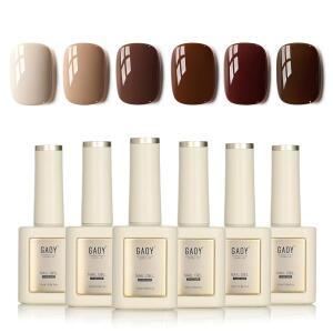 GAOY 16ml 6가지 색상 브라운 젤 네일 폴리시 세트 겨울 가을 베이지 초콜릿 카라멜 키트 아트 DIY 및 살롱용 자외선 따뜻한 커피