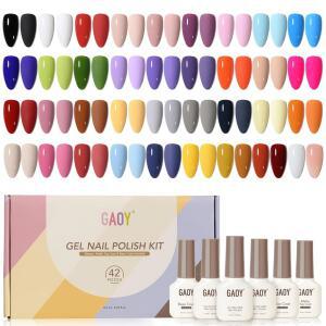 GAOY 42개 젤 매니큐어 키트 핑크 화이트 레드 젤리 누드 컬러 사계절 세트 집에서 살롱과 DIY 광택 및 매트 탑 코트와 베이스 코트