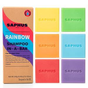 SAPHUS pH 균형 샴푸 바 6팩 비누 프리 & 두피 순한 클렌징 다양한 색상과 향 비건 및 여행 친화적
