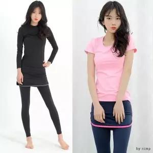 [하프클럽/]여자 9부 레깅스 치마형 스포츠웨어 운동복