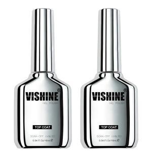 Vishine 신기술 커어 초광택 2개 16ml 무와이프 탑코트 칩 프리 젤 네일 폴리쉬에서 오래 0.54온스