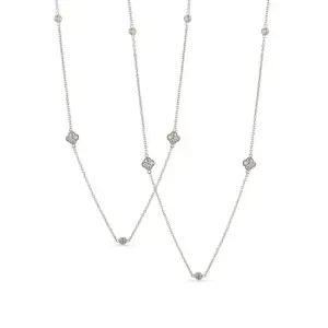 도로시 14k 모이사나이트 클로버 체인 롱 목걸이 70cm)