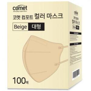 코멧 컴포트 컬러 마스크 새부리형 대형 (레귤러핏), 100개입, 베이지, 1개 one