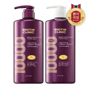 [엘지생활건강]엘라스틴 비오틴클리닉 맥주효모 샴푸 1000ml+컨디셔너1000ml