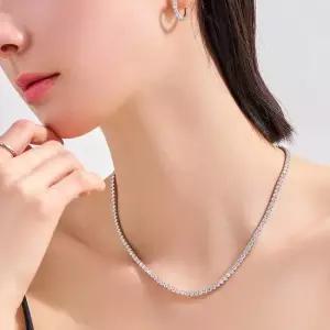 도로시 14k 모이사나이트 1부 4프롱 테니스 목걸이_45cm