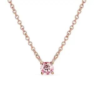 도로시 18k 포인트 랩 다이아몬드 4프롱 목걸이_2.5mm_핑크