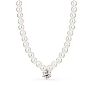 도로시 14k 모이사나이트 캐럿 스와진주 비드 목걸이 6mm)_2CT