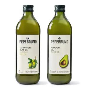 맛있는家 페페브루노 엑스트라버진 올리브 오일 1L x1병 아보카도 오일 1L x1병 세트
