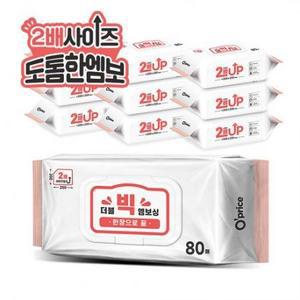 오프라이스 더블 빅 엠보 물티슈, 80매, 10개 one option