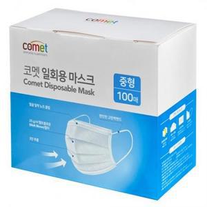 코멧 중형 일회용 마스크 M 100개입 × 화이트 1개