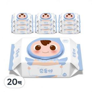 순둥이 오리지널 플러스 엘블루 아기물티슈 캡형 75평량, 75g, 70개입, 10세트