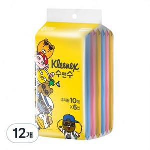 크리넥스 수앤수 실키소프트 카카오 물티슈 휴대용 10개입 × 12개