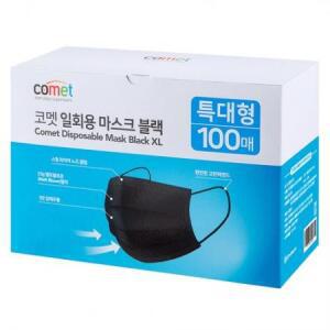 코멧 특대형 일회용 마스크 XL, 100개입, 블랙, 1개 one option