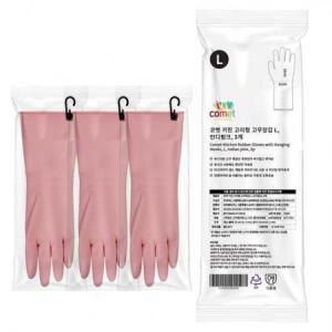 코멧 키친 고리형 고무장갑 인디핑크 × 대(L) 3세트