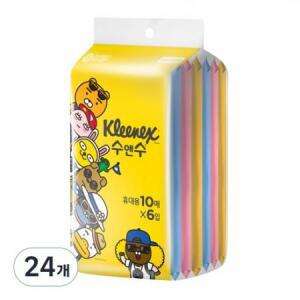 크리넥스 수앤수 실키소프트 카카오 물티슈 휴대용 10개입 × 24개