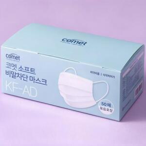 코멧 소프트 비말차단 마스크 KF-AD 실속형 묶음포장 대형, 50개입, 1개 one opti