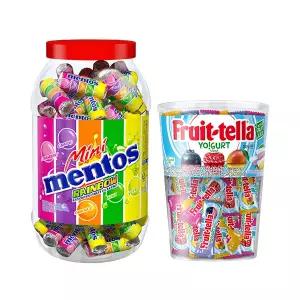후르트텔라, 590g, 1개 + 멘토스 미니뉴레인보우, 100입, 1개
