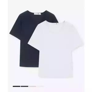 (최초가:39,800원) 베이직하우스 [2PACK] 여성 U넥 오버핏 스판 반팔티셔츠 LATS0210S2